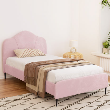 Pink Velvet Bed Frame - King Single