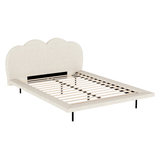 Beige Boucle Bed Frame - Queen