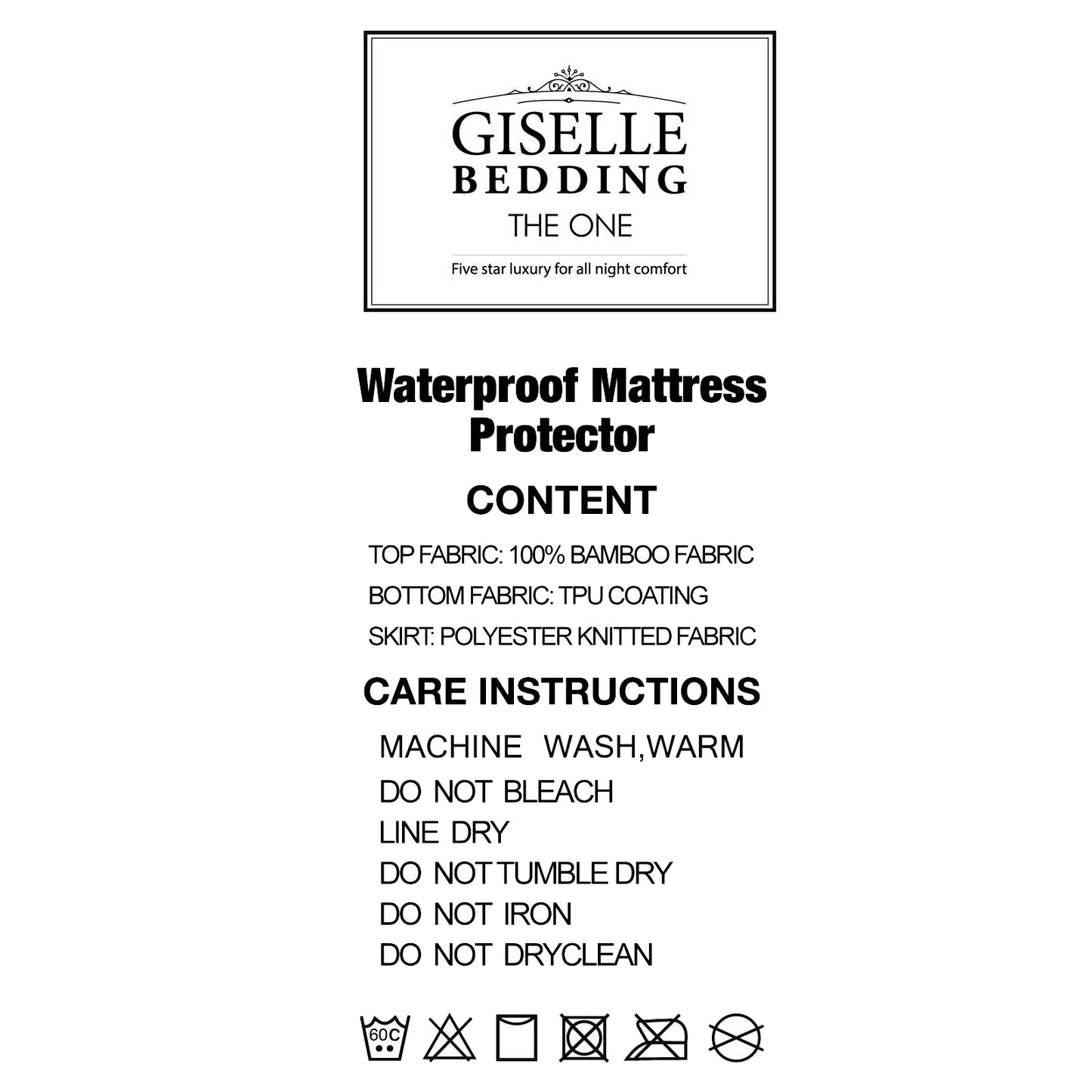 Waterproof Bamboo Mattress Protector - Double