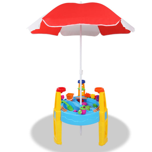 Kids Water & Sand Table Play Set with Umbrella