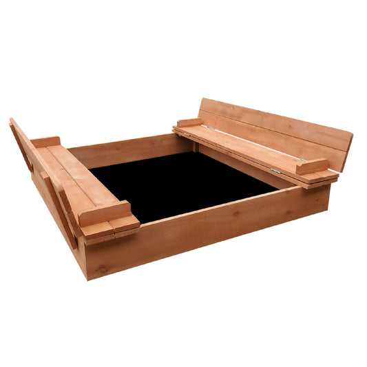 Outdoor Sandpit & Bench Seat - Natural Wood