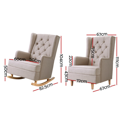 Rocking Armchair Feeding Chair - Beige