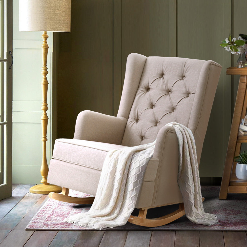 Rocking Armchair Feeding Chair - Beige