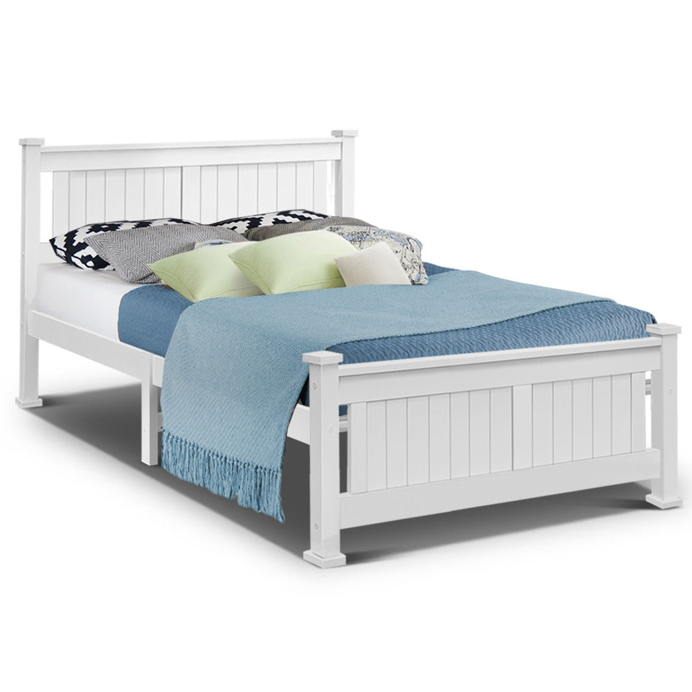 White Hamptons Style Wooden Bed Frame - Double