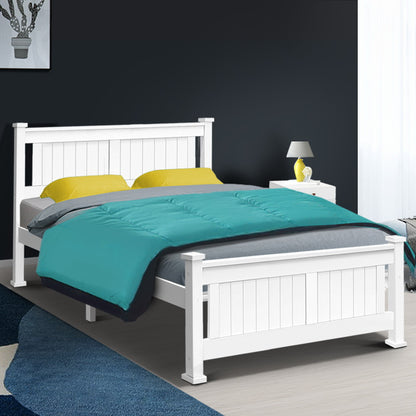 White Hamptons Style Wooden Bed Frame - Double