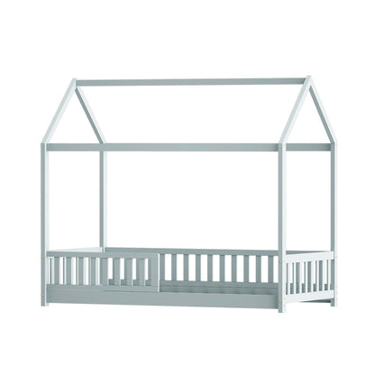 Grey House Style Bed Frame with Safety Rails - Single