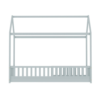 Grey House Style Bed Frame with Safety Rails - Single